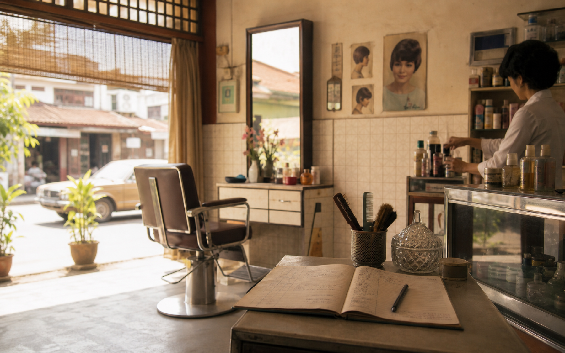 A warm archive-style Malaysian salon beginning